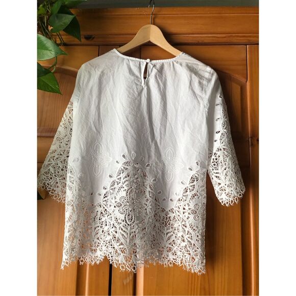 Chico’s Crochet Embroidered Blouse Size 1 US SZ 8/10 - Picture 5 of 8